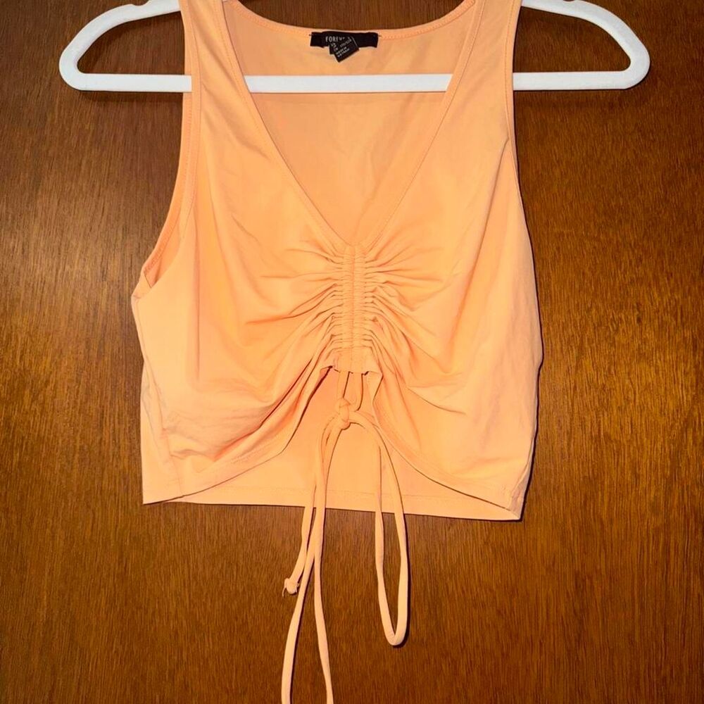 Forever-21 Women's Orange and Pink Crop-top